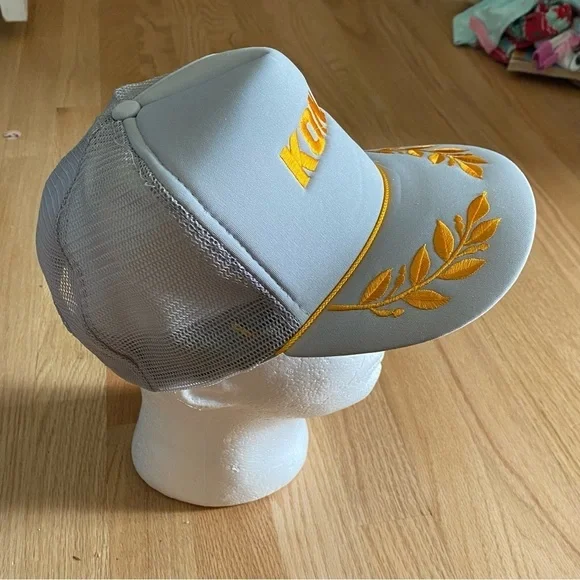 Kona Hawaii Gray Vintage Trucker Hat SnapBack Gold Lead Lapel Honolulu